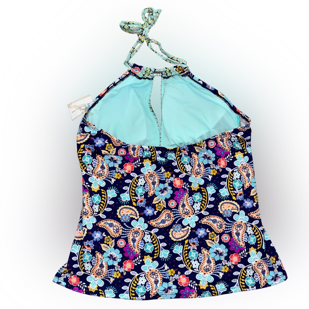Liz Claiborne Floral Halter Swim Top - Navy and Multicolor - Picture 2 of 4